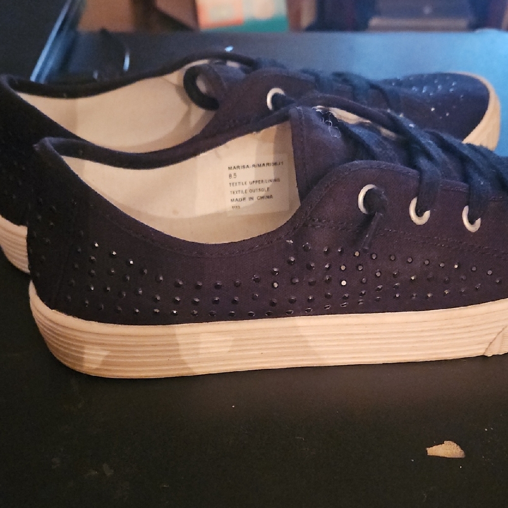 Madden Girl Black and White Studded Sneakers - Picture 5 of 7